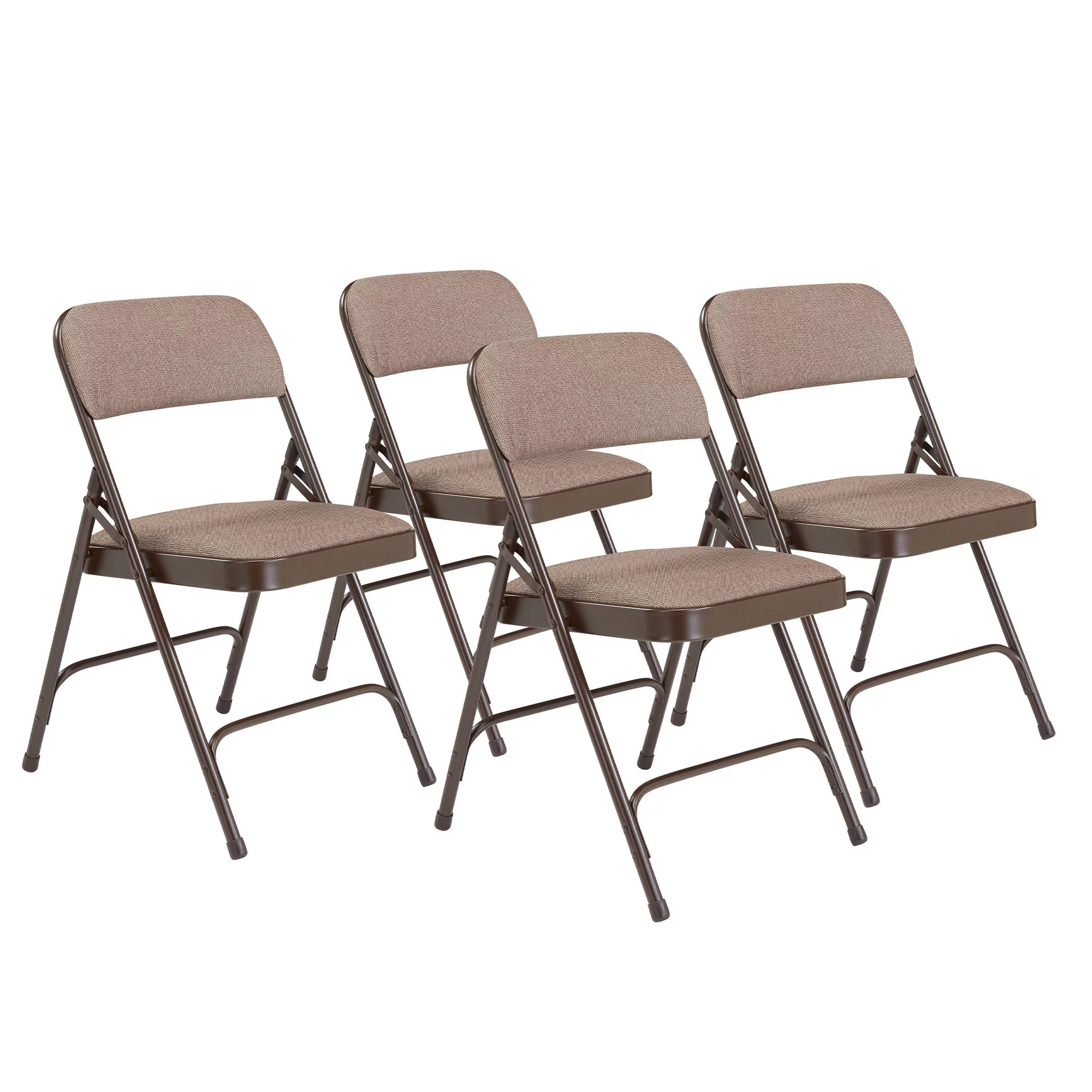 (Pack of 4) NPS® 2200 Series Fabric Upholstered Double Hinge Premium Folding Chair, Russet Walnut