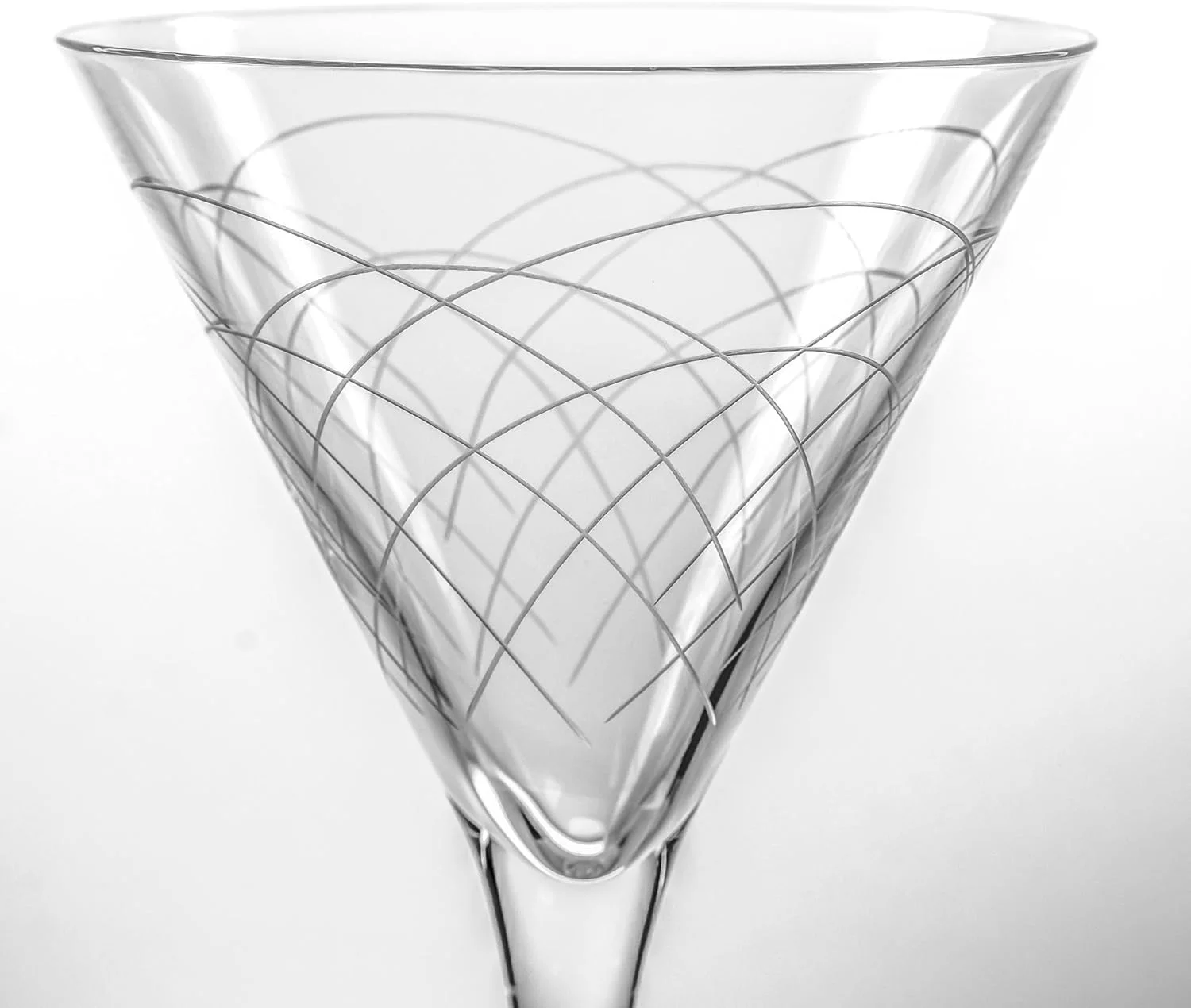 Mid-Century Cocktail Glass | Stemmed 7.5 oz. Martini Glasses | Lead-Free Glass | Diamond-Wheel