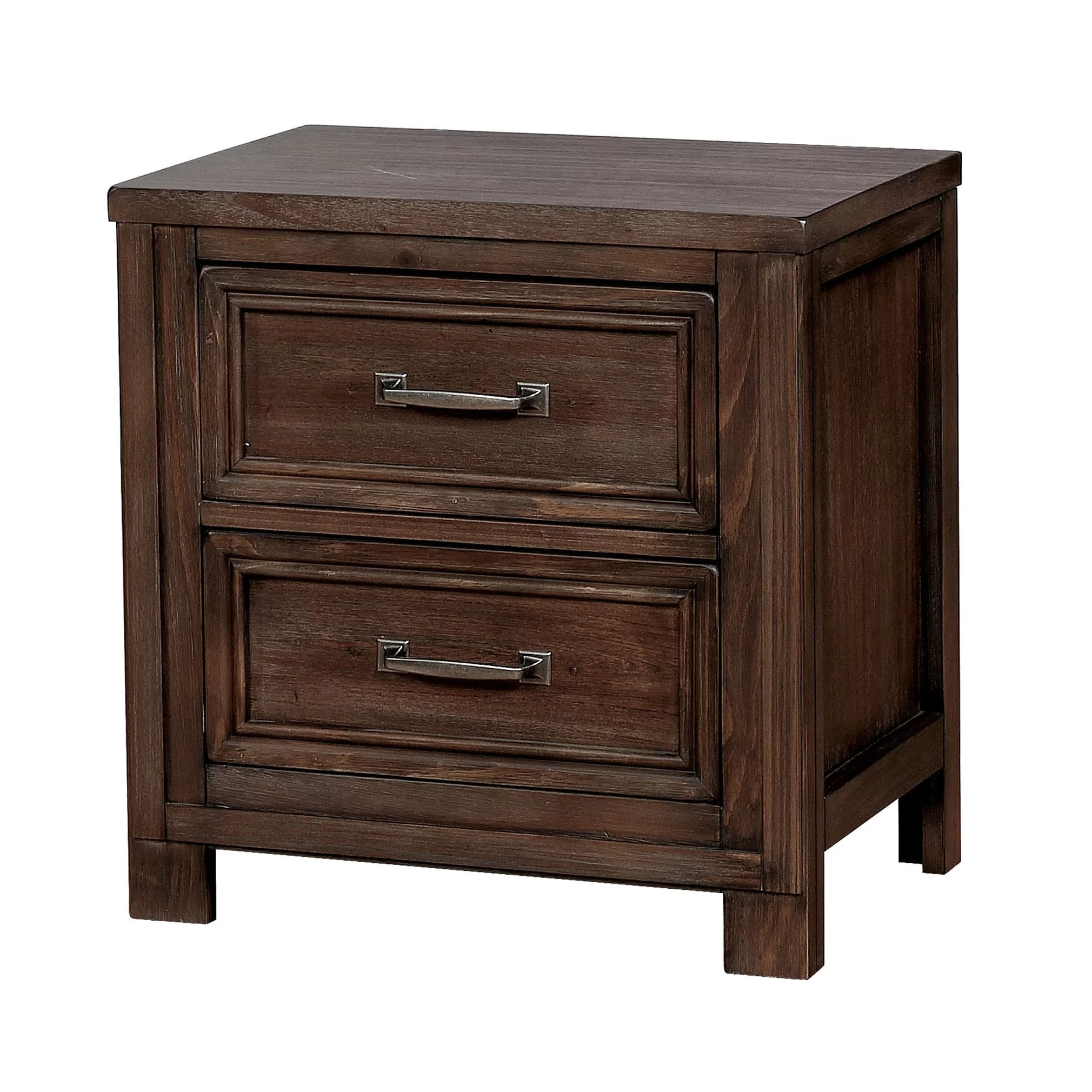 Furniture of America Nuch Rustic Solid Wood 2-Drawer Nightstand with USB by  Dark Oak Oak Finish, Wood Finish