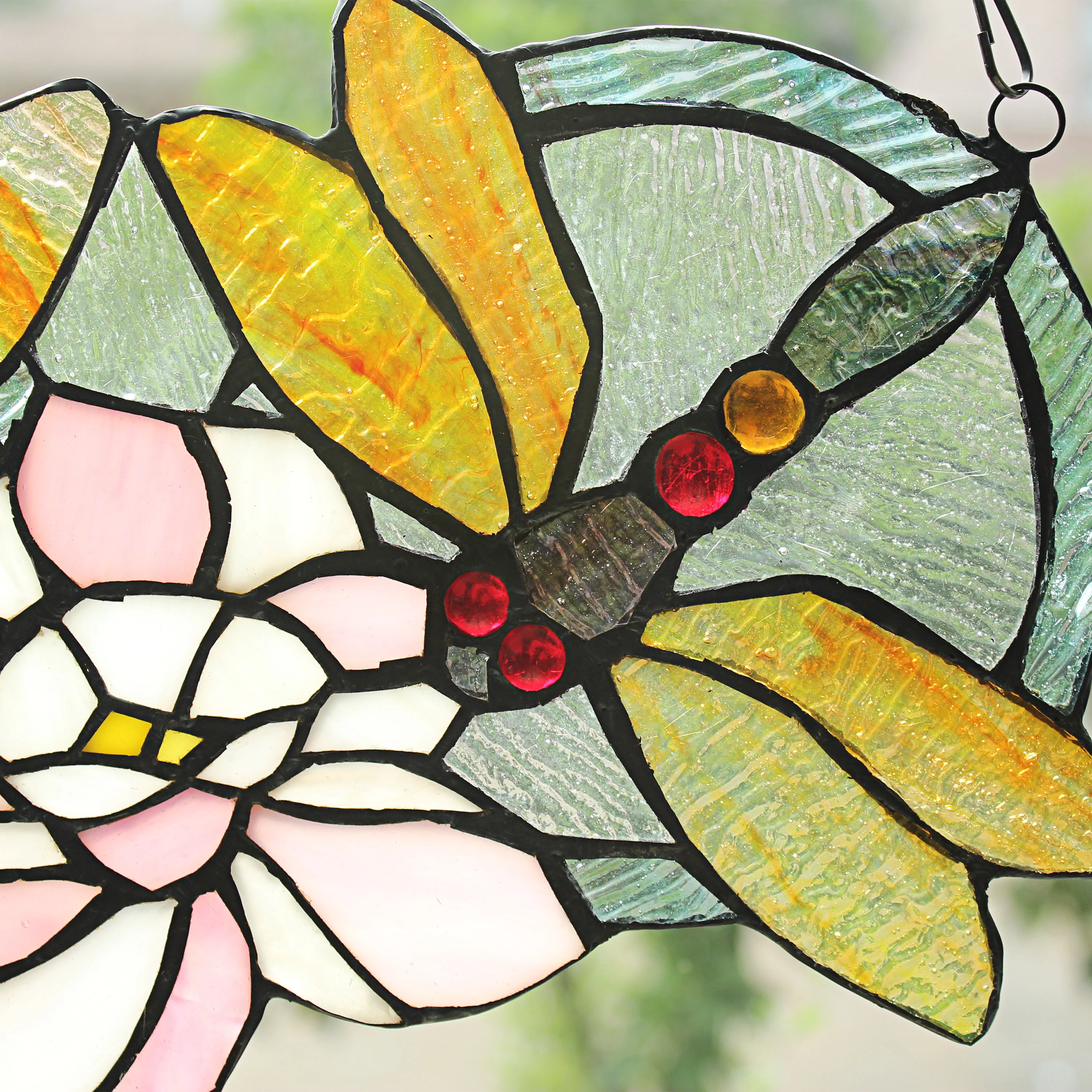 RADIANCE Goods Tiffany-Glass Dragonfly Window Panel 13x22