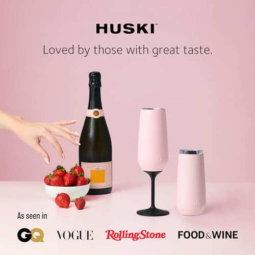 Huski Champagne Flute | NEW | Award-winning Design with Detachable Stem | Premium Stainless Steel Champagne Glass with Lid | Triple Insulated Tumbler | 8oz Capacity | Great Gift (Champagne)