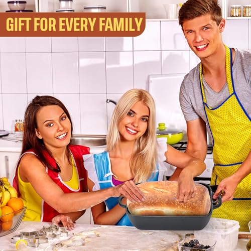 Cast Iron Bread Pan with Lid Pre-Seasoned Dutch Oven 5.7QT Non-Stick Bread Loaf Pan, Sourdough Artisan Baking Pots for Baking Roasting(Multifunctional)