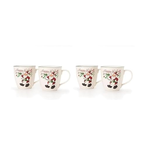 Pfaltzgraff Winterberry Mug Porcelain Naughty And Nice (Set of 2), 20 oz, Assorted -