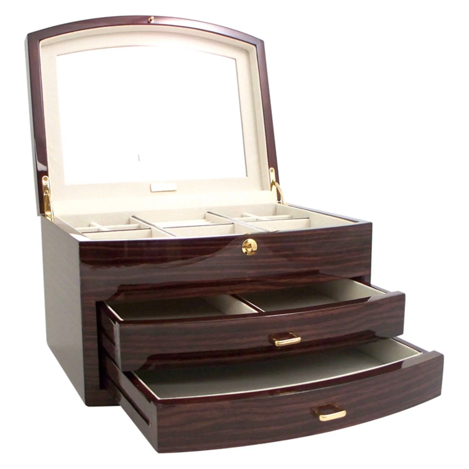 Bey-Berk International BB594EBN Lacquered Ebony Zebra Wood Jewelry Box