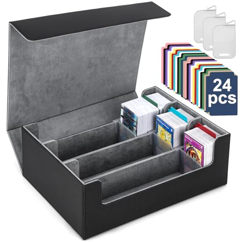 Card Deck Case for Trading Cards 1800+, MTG Card Storage Box, Leather Magnetic Closure Storage Box for Magic Commander, MTG, YuGiOh, PKM and Sports Cards
