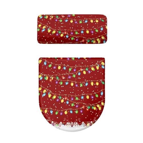 Christmas Bow Bell Toilet Tank Lid Cover and Toilet Seat Lid Cover 2 Pcs Set Toilets Covers with Elastic Cloth Fits Most Toilets Tanks & Lids