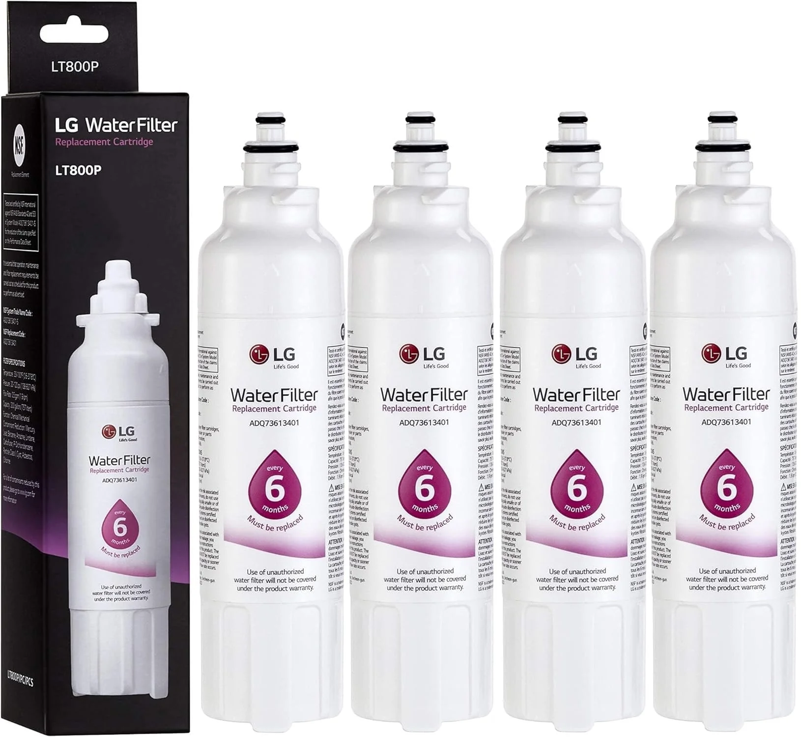 Fit for LG LT800P Replacement Refrigerator Water Filter ADQ73613401, Kenmore 46-9490, 469490 (Pack of 4)