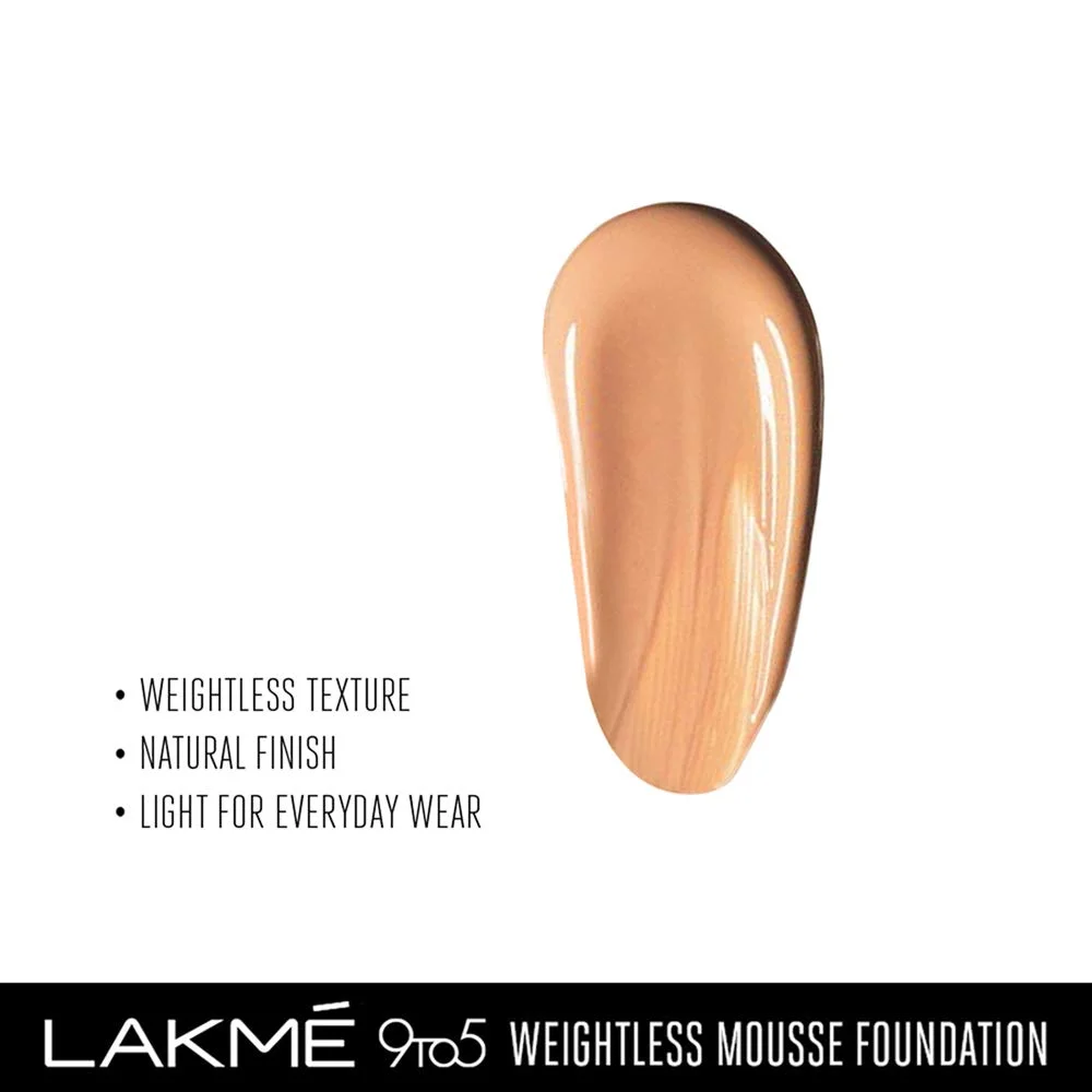 Lakmé 9 To 5 Weightless Mousse Foundation, Beige Vanilla, 25G Matte Finish