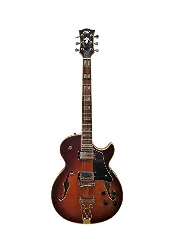 IYV-IJZ-300A TSB Jazz Solid hollow-Body Electric Guitar, Tobacco Sunburst
