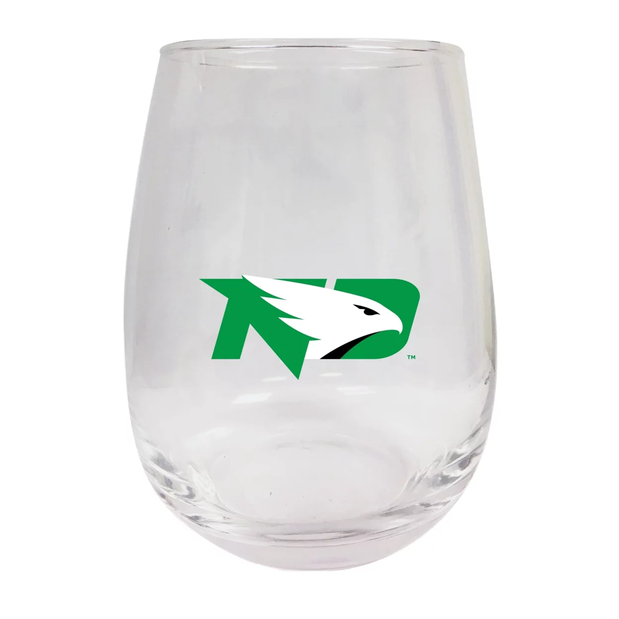 North Dakota Fighting Hawks 9 oz Stemless Wine Glass