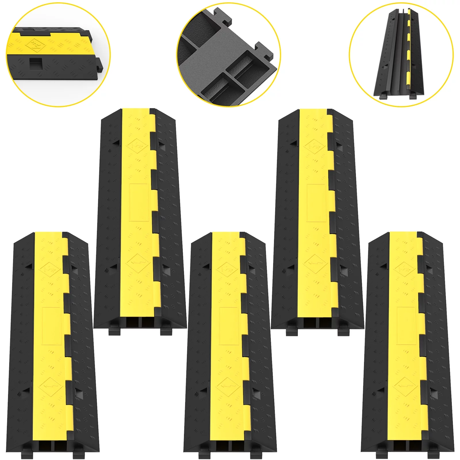 BENTISM Speed Bump Cable Protector Ramp 5PCS 2-Cable Rubber 40