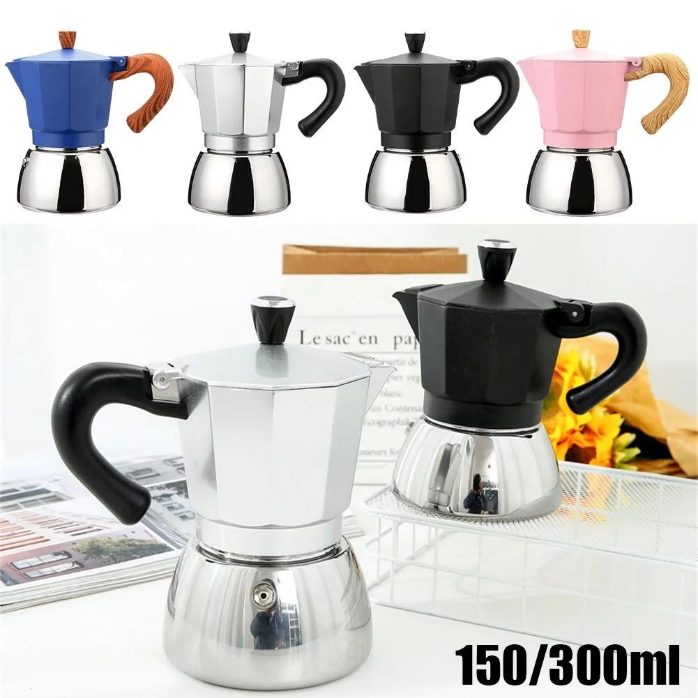 QIFEI Moka Pot, Stainless Steel Moka Stovetop Espresso Maker Coffee Moka Pot Black