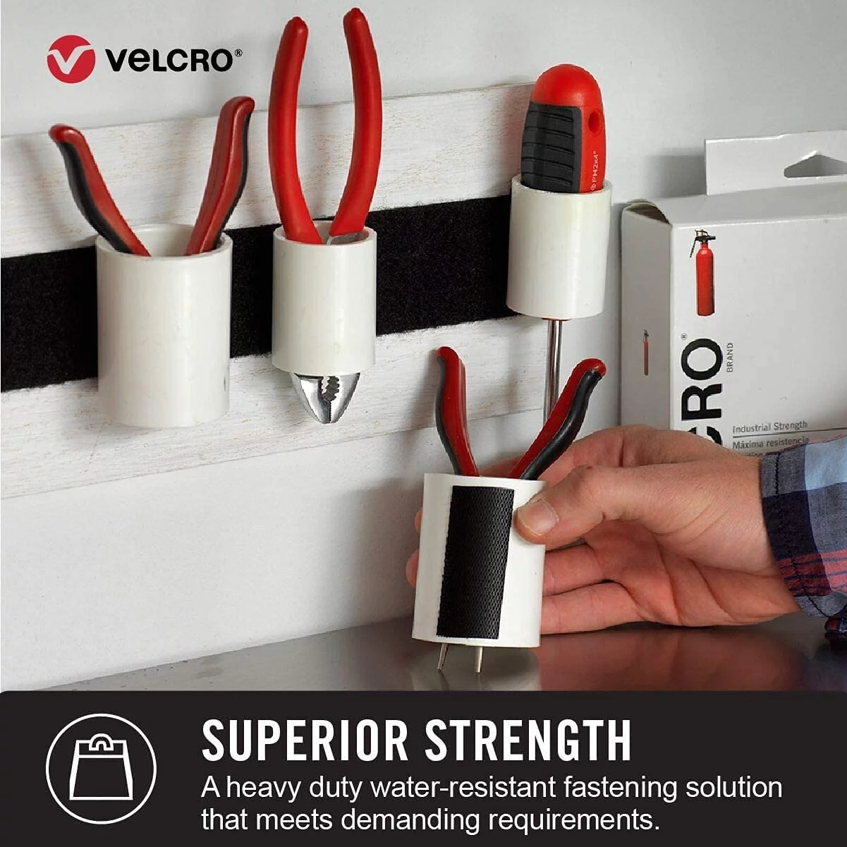 VELCRO Brand Industrial Strength, Indoor & Outdoor on Smooth Surfaces White 15ft x 2