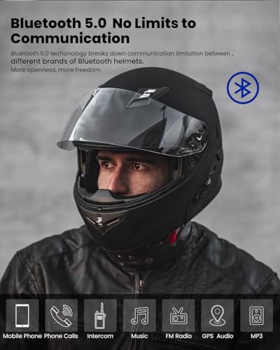 ILM Bluetooth Integrated Modular Flip up Full Face Motorcycle Helmet Sun Shield Mp3 Intercom Model 953/953 PRO
