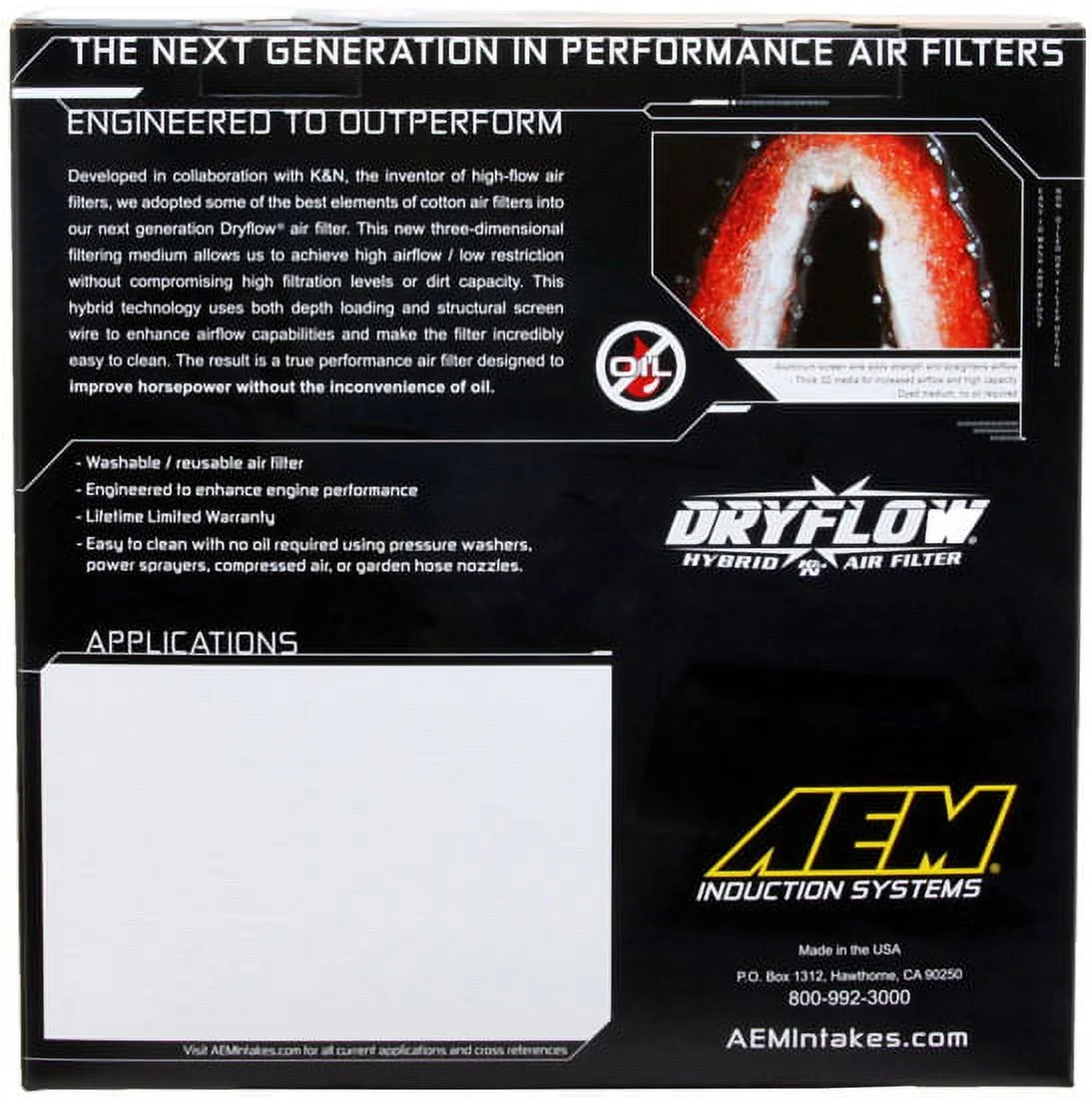 AEM AE-07087 DryFlow Air Filter Fits select: 2003-2012 DODGE RAM 2500, 2003-2012 DODGE RAM 3500