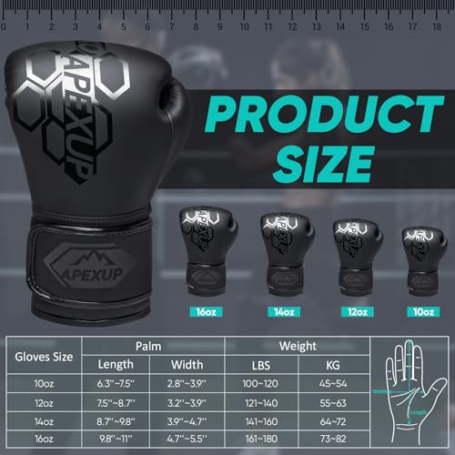 APEXUP Boxing Gloves for Men Women, Integrated Thickened Padding, Boxing Training Kickboxing Heavy Bag Gloves for MMA Kickboxing Muay Thai Sparring