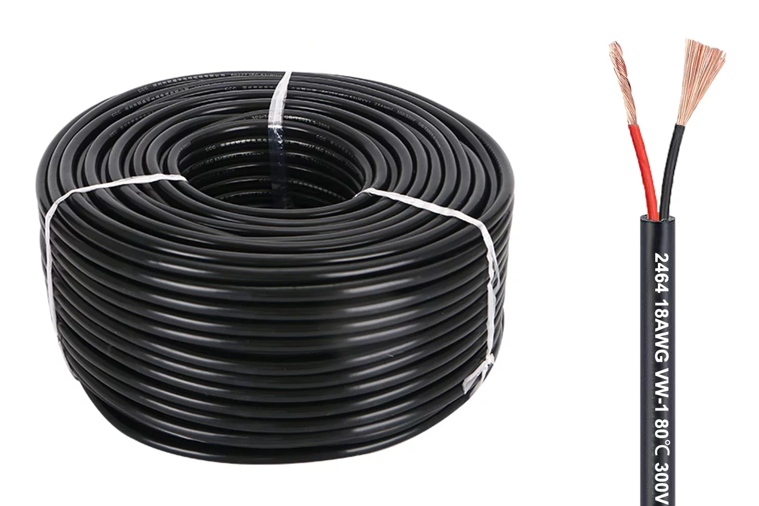 NorthPada 180 Feet 18/2 Core 18 AWG 2 Conductor Copper Electronic Electrical Landscape Wire Stranded PVC Waterproof Insulated Cable 5V 9V 12V 24V 120V 240V Two Cord for LED Lamp Automotive Outdoor