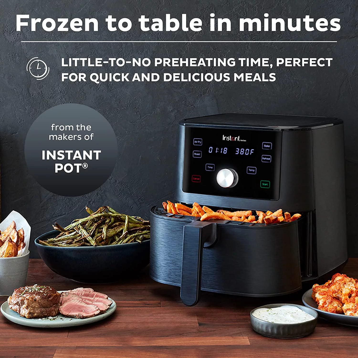 Excellent Instant Vortex Plus Air Fryer Oven  6 Quart  From the Makers of Instant Pot  6-in-1  Broil  Roast  Dehydrate  Bake  Non-stick and Dishwasher-Safe Basket  App With Over 100 Recip