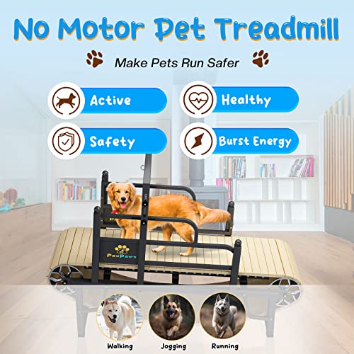 PawPaw's Large & Medium Dog Treadmill - Indoor & Outdoor Use, Up to 220 lbs, Slatmill Design with Brake