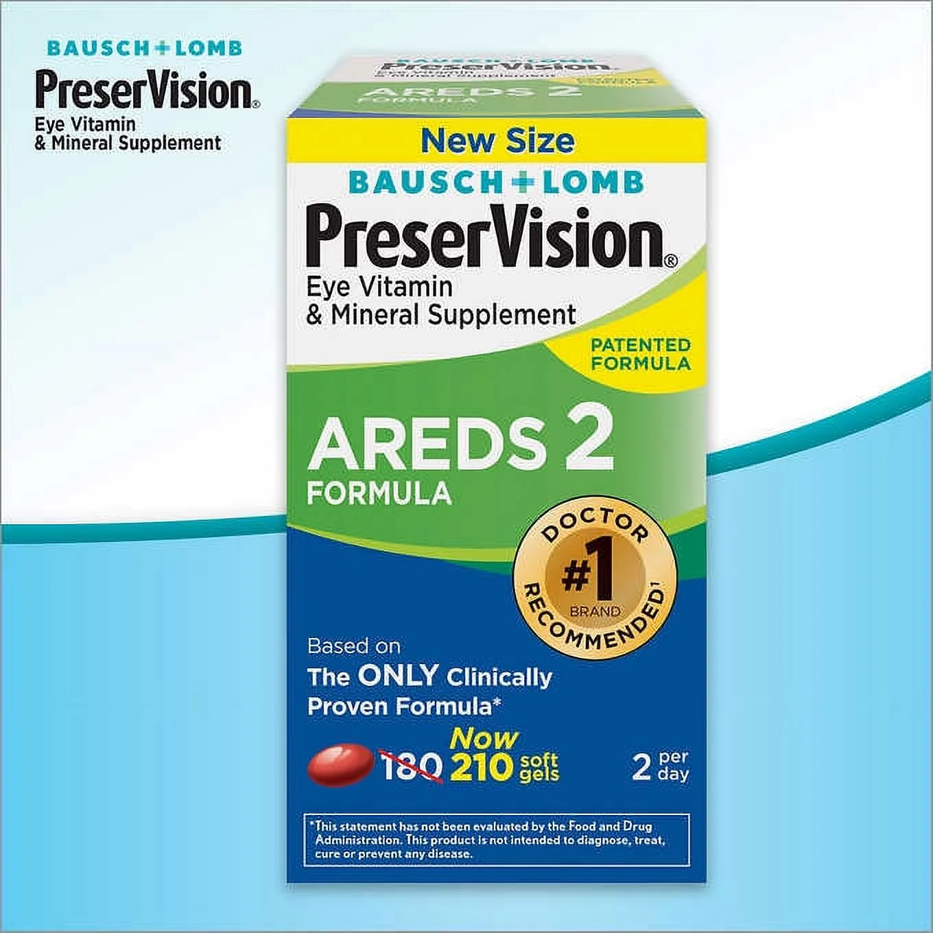 PreserVision AREDS 2 by Bausch + Lomb - 210 Count Mini Soft gels, Eye Vitamin and Mineral Supplement