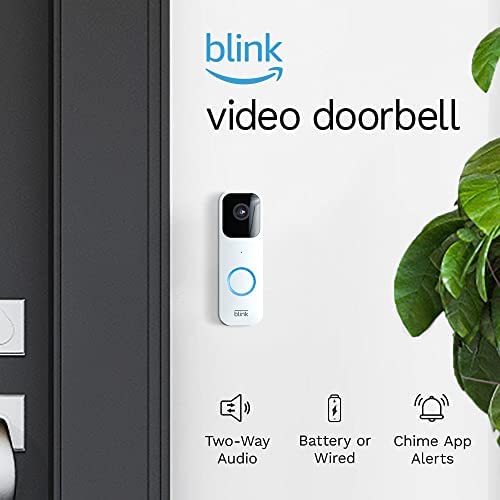 Like-New Blink Video Doorbell (newest model), Two-way audio, HD video, motion and chime app alerts and Alexa enabled — wired or wire-free (Black)