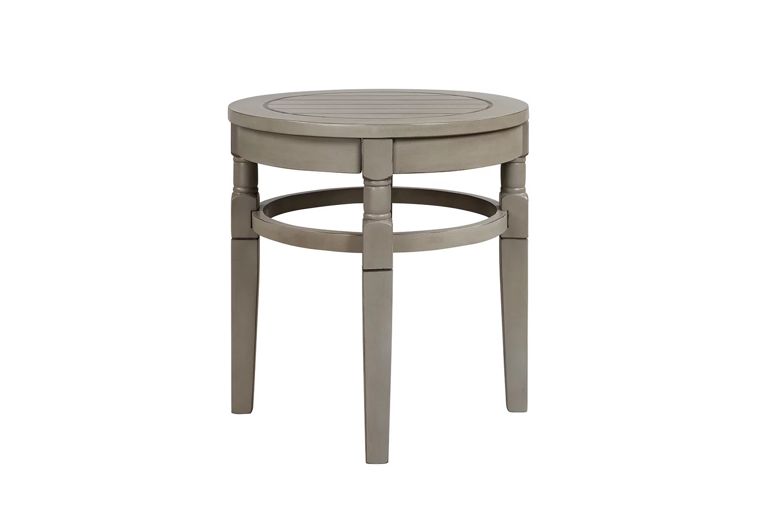Indoor or Outdoor Hardwood Round Side Accent Table - Light Grey