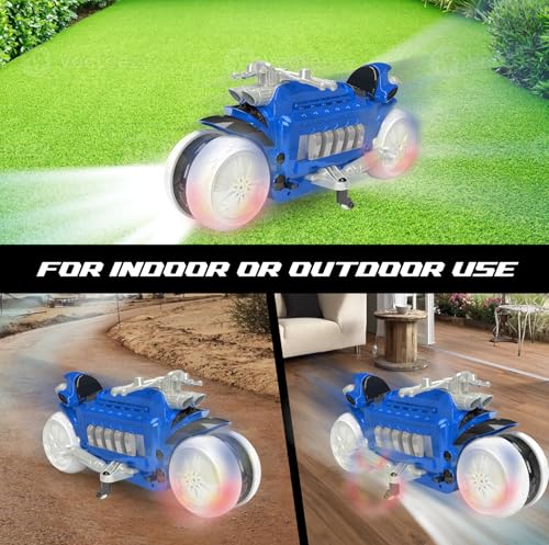 Mindscope Blue HoverCycle Radio Control Stunt Action Light Up LED Vehicle 49 MHz