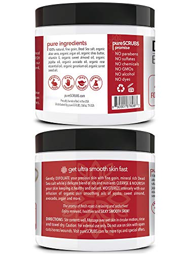 pureSCRUBS Premium Eucalyptus Body Scrub Set - Large 16oz Dead Sea Salt Body Scrub With Infused Essential Oils & Nutrients, Includes Wooden Spoon, Loofah & Oatmeal Exfoliating Bar Soap
