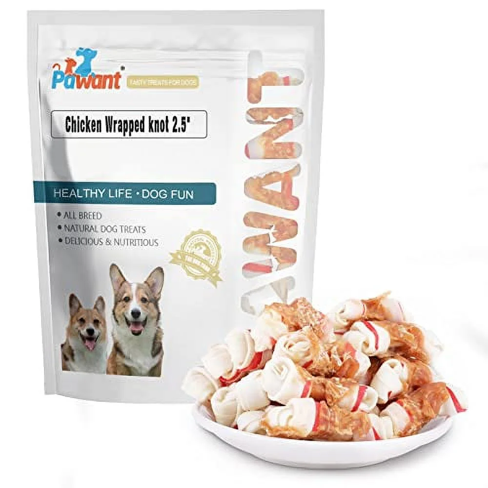 Pawant Chicken Wrapped Bone for Small Dog Treats Puppy Chews Snacks Promotes Healthy Chewing Chicken Wrapped Knot 2.5