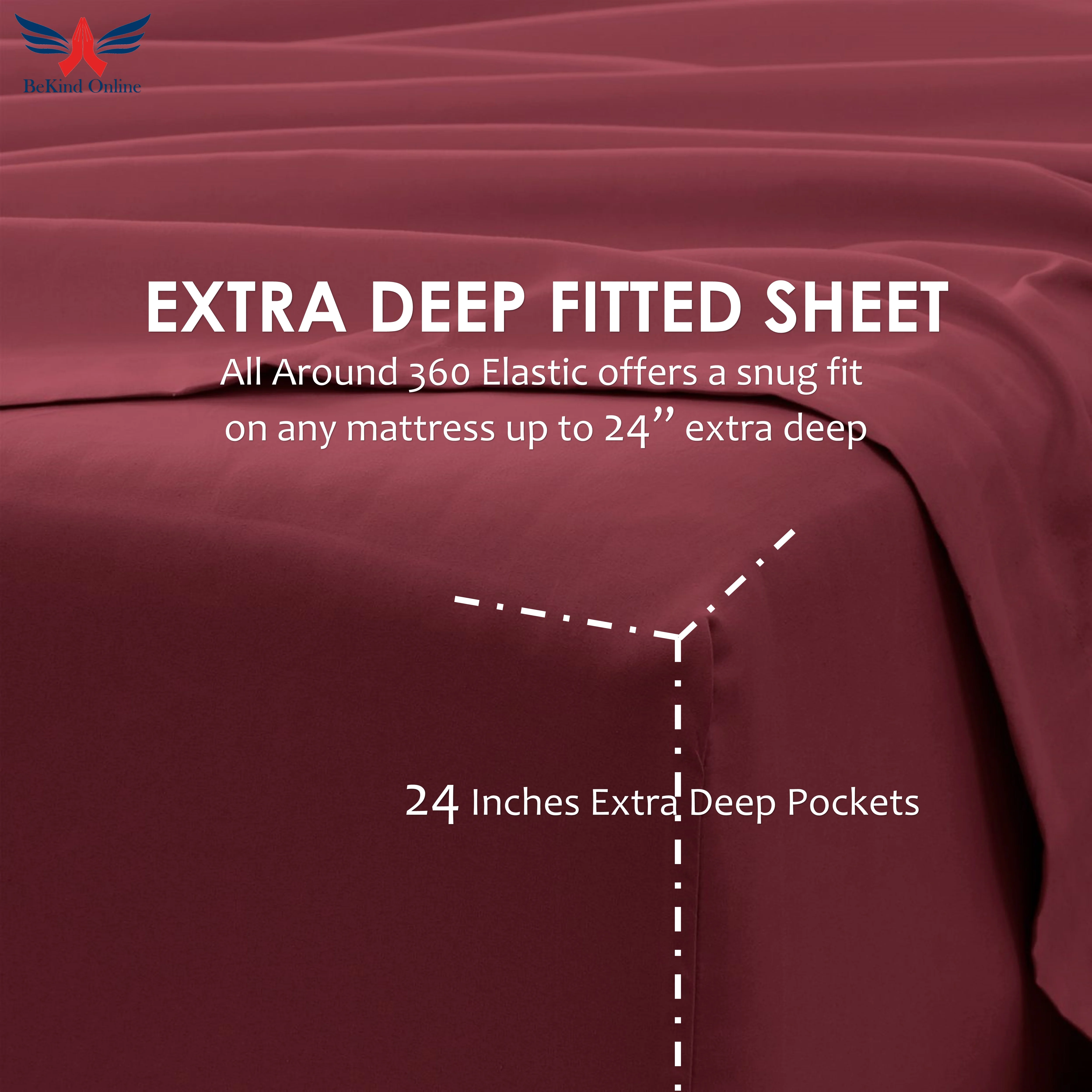 24-INCH EXTRA DEEP POCKETS - 6 PC Full-XL Sheet Set - (Extra Pillowcases, Fitted & Flat) 1000-Thread-Count 100% Egyptian Cotton, Soft Breathable - Long Staple 1000TC Cotton- Burgundy