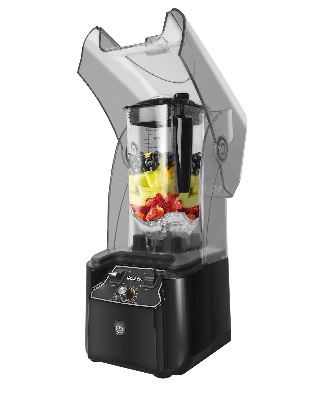 WantJoin Professional Commercial Blender, 2200W Quiet Shield Blender with Sound Enclosure, Black Blenders for Kitchen for Smoothie Ice Milkshake (2.2L)