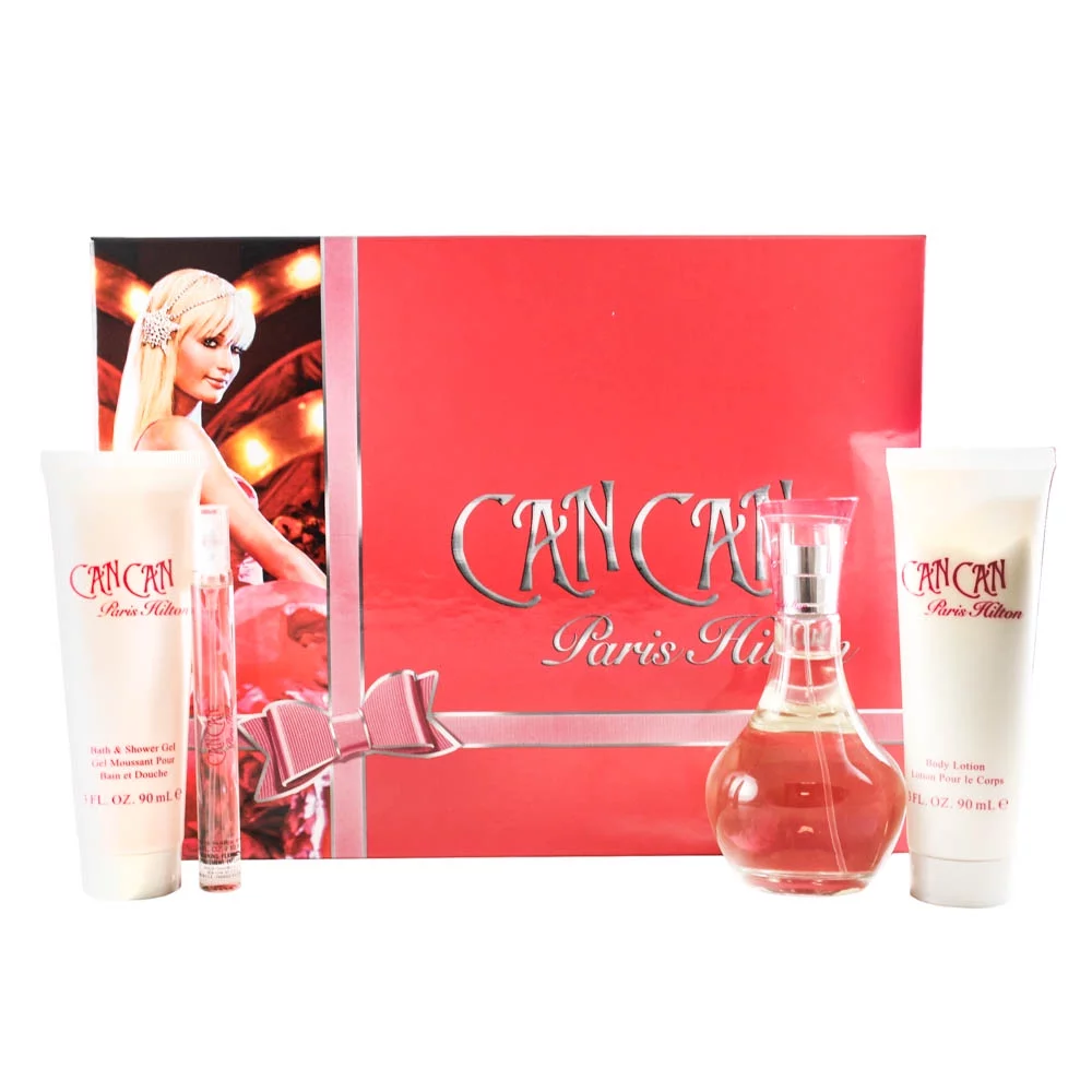 Can Can 4 Pc. Gift Set ( Eau De Parfum Spray 3.4 Oz + 0.34 Oz. Mini + Body Lotion 3.0 Oz. + Bath & Shower Gel 3.0 Oz. )