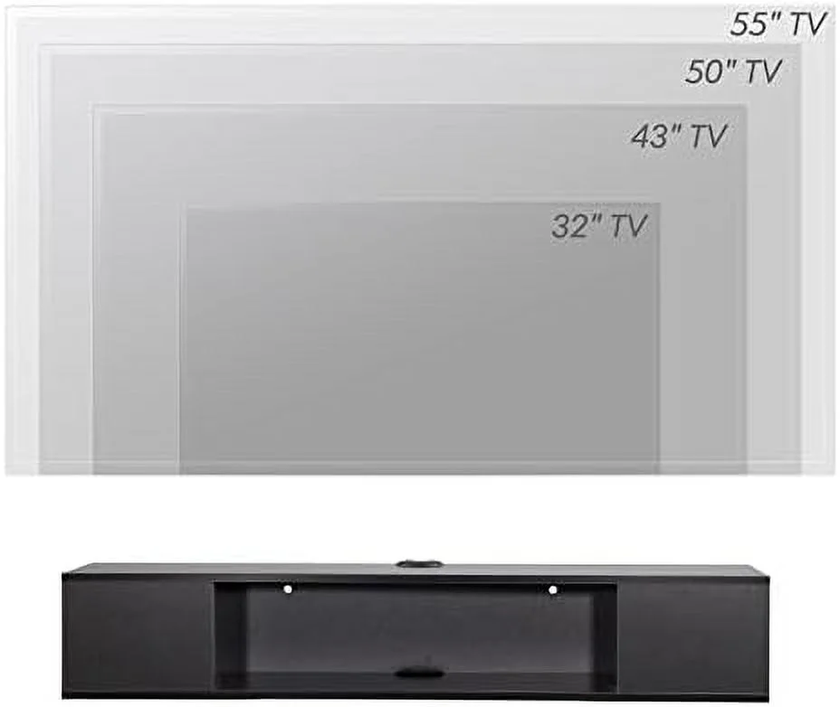 HBBOOMLIFE Floating TV Stand   Wall Mounted Entertainment Center Media Console Component Under TV TV Media Console  with   Black