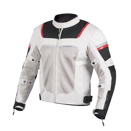 WICKED STOCK Mesh Motorcycle Jacket Men - CE Level 2 Enduro Biker Jacket Motorcycle Armor - Reflective Mens Motorcycle Jacket