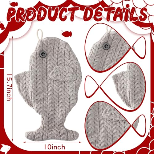 Coume 3 Pcs Cat Christmas Stocking 15.7 in Large Knit Boho Fish Christmas Stocking for Pet Cat Dog Xmas for Fireplace Gift Decor Fish Socking for Holiday Xmas Tree Hanging(Multicolor,Knitting)