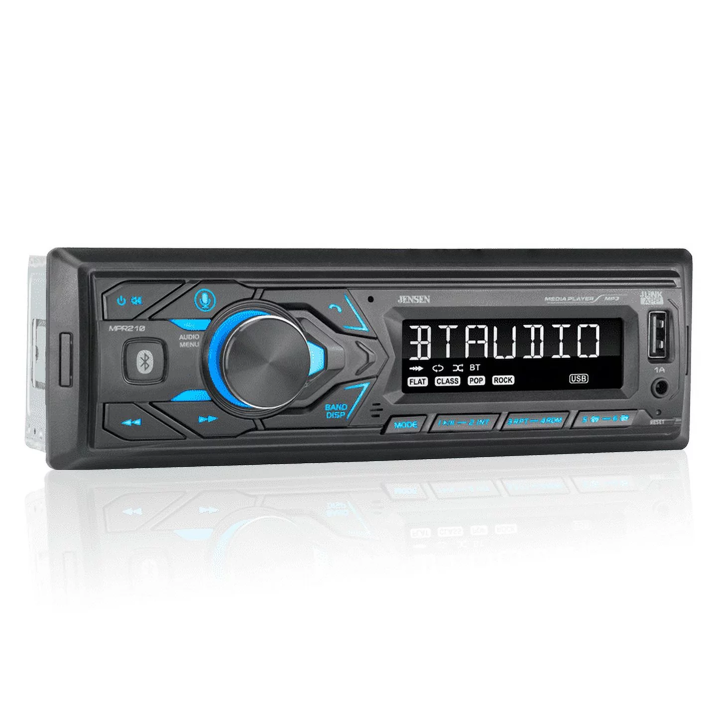 JENSEN MPR210 Single DIN Car Stereo Radio with Bluetooth, New