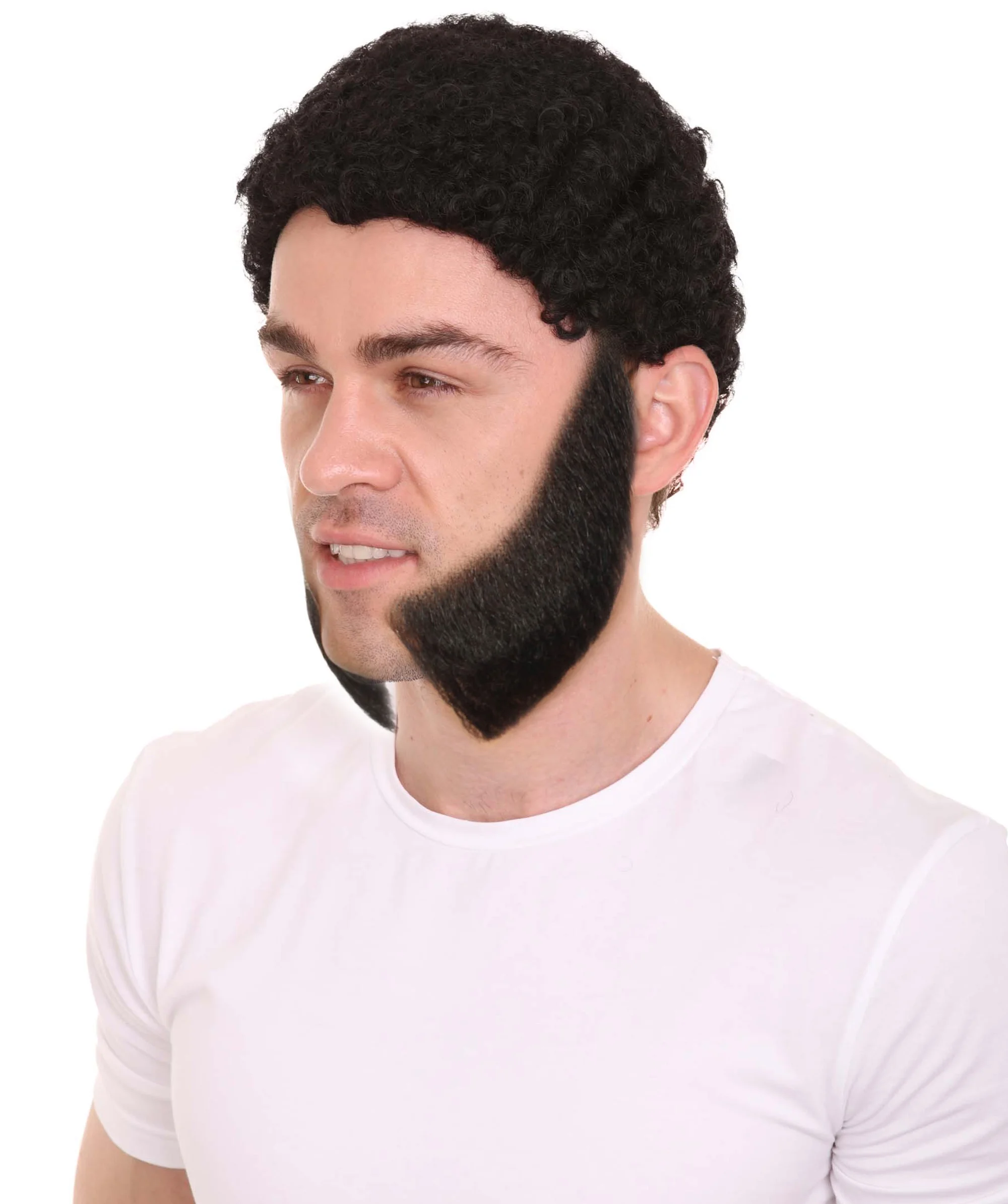 HPO Men's Mutton Chops Side Burns | Human Facial Hair | Black Color Synthetic Fiber,