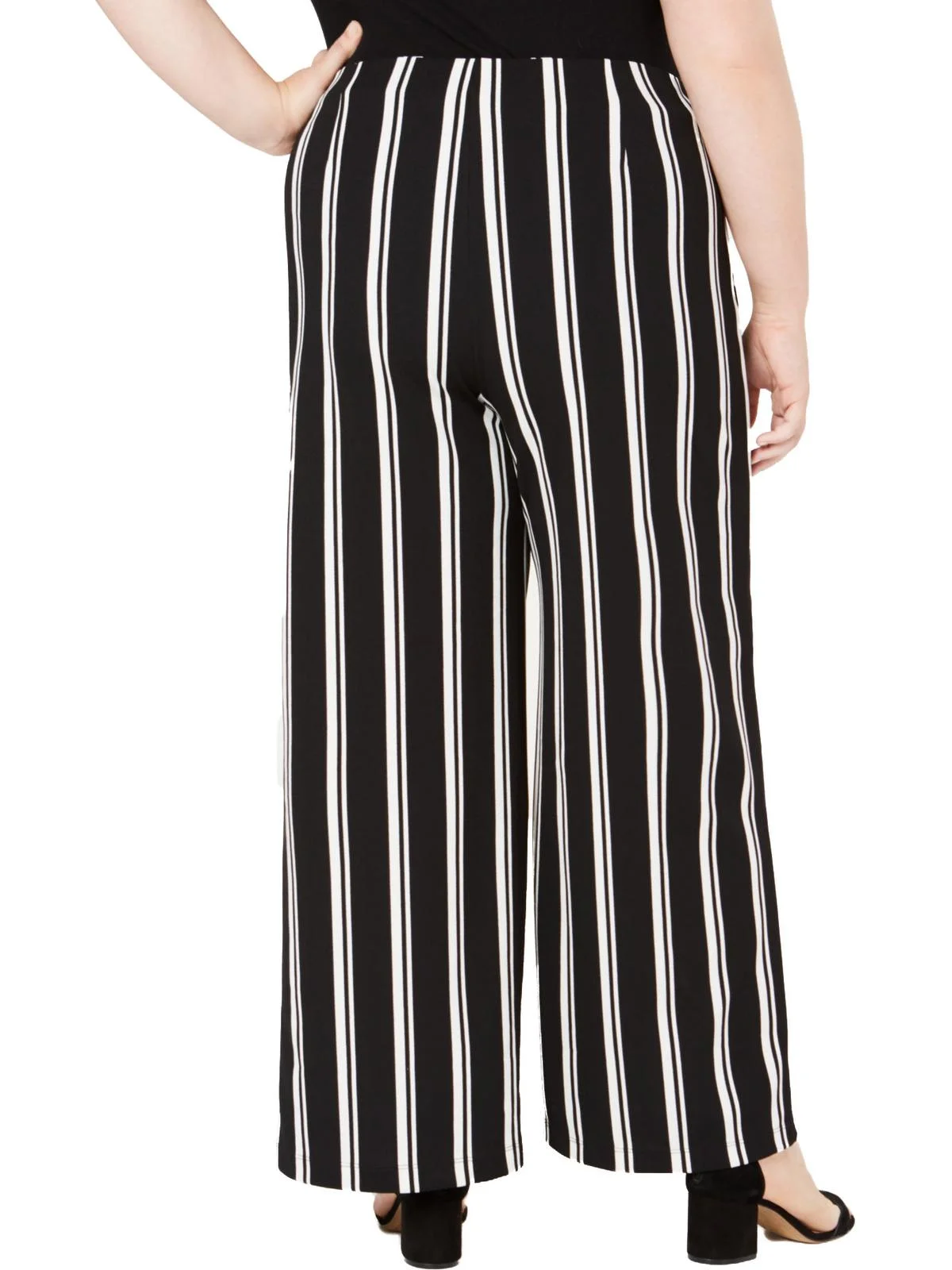 NY Collection Womens Plus Striped Front-Tie Wide Leg Pants