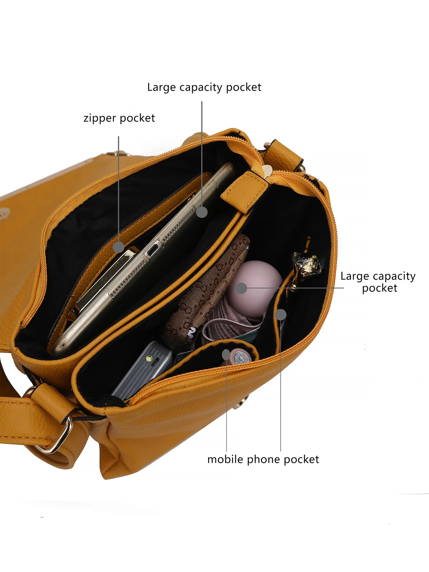 MKF Collection Women's Jasmine Vegan Leather Flap Top Crossbody Bag by Mia K., Mustard