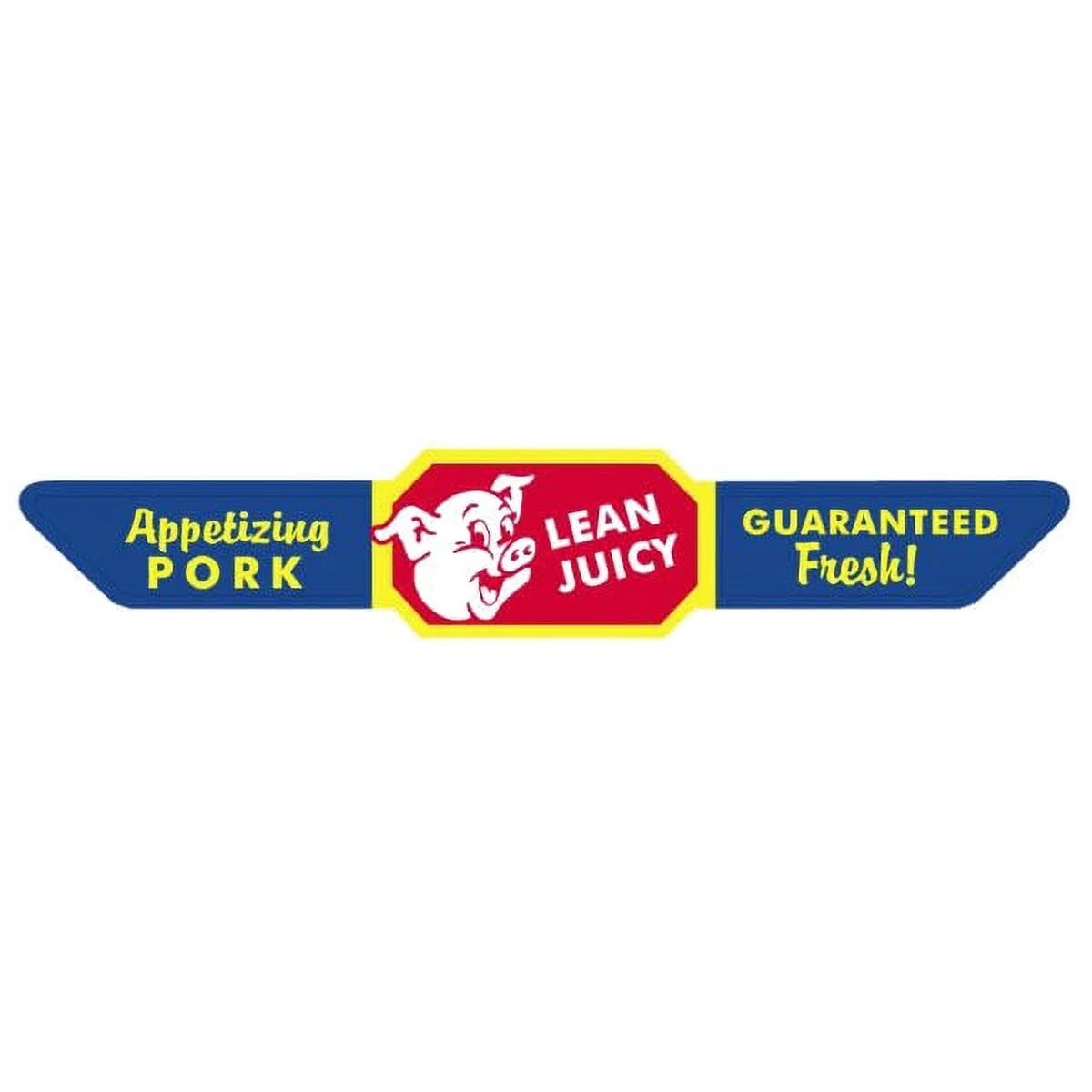 Screen Gems Appetizing Pork Lean Juicy Guaranteed Fresh Grease-Proof Die-Cut Strap Label Blue, 4