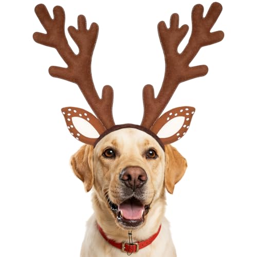 Dog Cat Christmas Reindeer Antlers Headband Pet Deer Costume Hat Classic Adjustable Elk Hat Headwear Cospaly Costumes Accessories