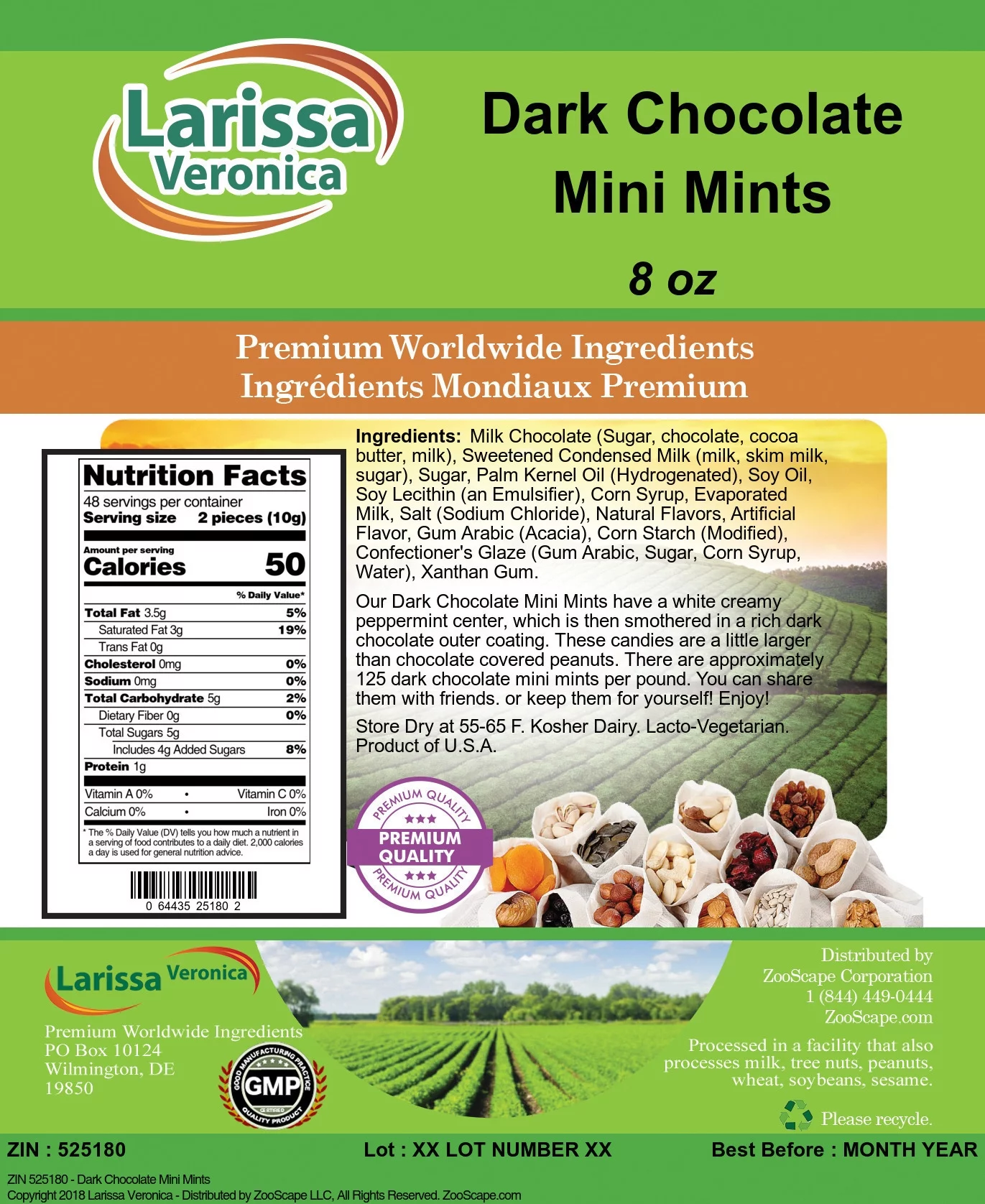 Larissa Veronica Dark Chocolate Mini Mints, (8 oz, 2-Pack, Zin: 525180)