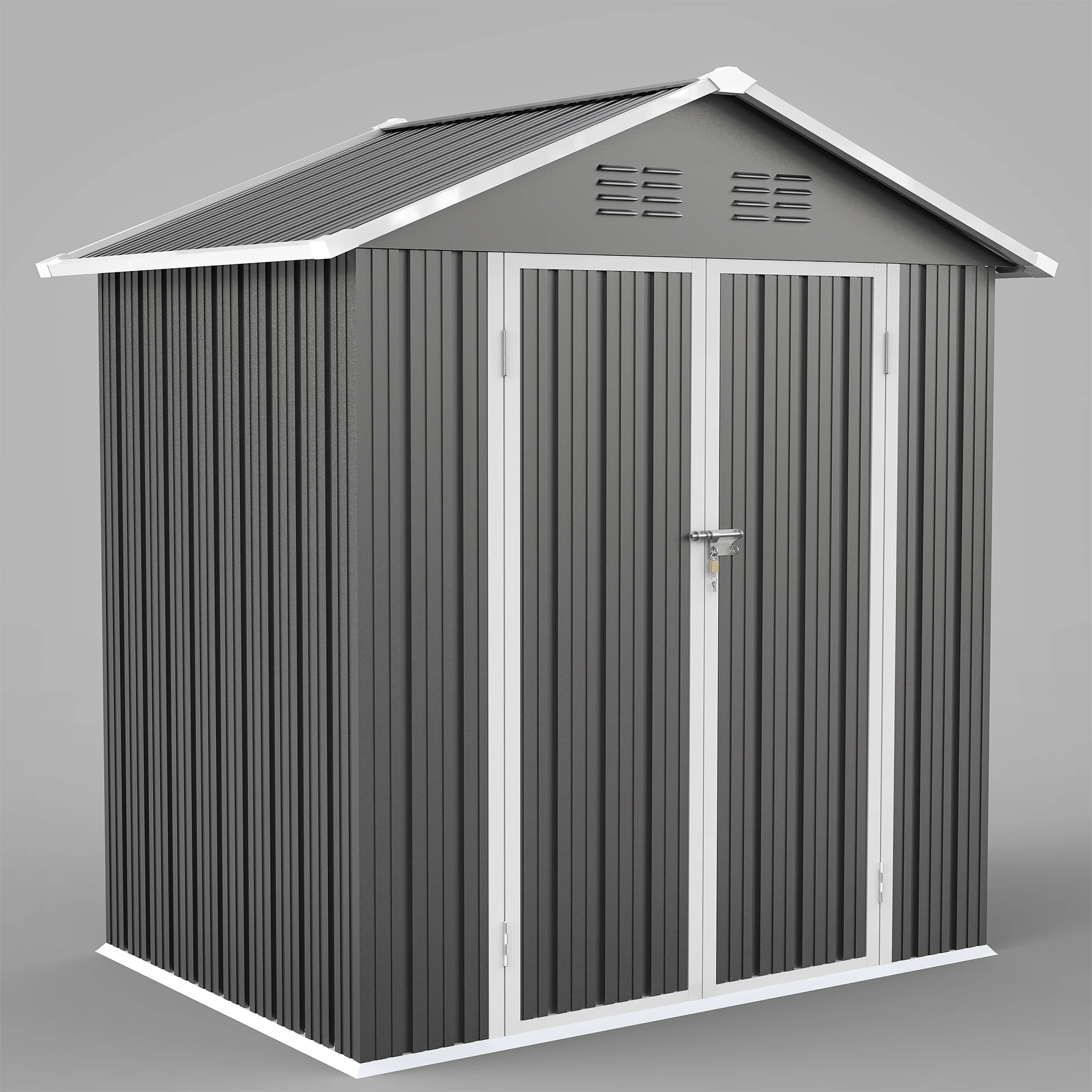 6' x 4' Outdoor Metal Storage Shed, Tools Storage Shed, Galvanized Steel Garden Shed with Lockable Doors, House Outdoor Storage Shed for Backyard, Patio, Lawn, D8311
