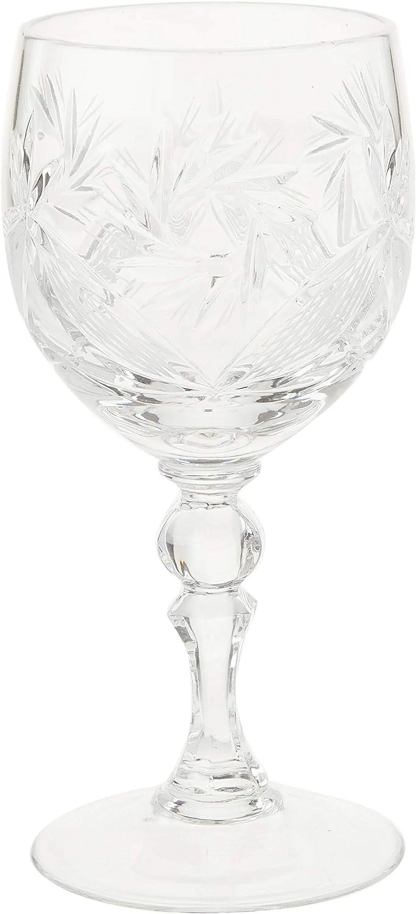 Set Of 6, 8.8-Oz Hand Made Vintage Russian Crystal Wine Glasses