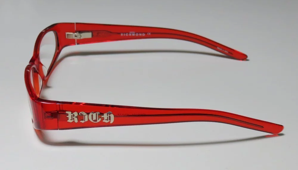 NEW JOHN RICHMOND 00101 WOMENS/LADIES DESIGNER FULL-RIM TRANSPARENT RED MUST HAVE STUNNING HOT FRAME DEMO LENSES 52-15-125 FLEXIBLE HINGES EYEGLASSES/EYEGLASS FRAME