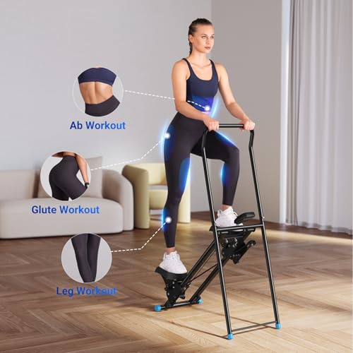 MERACH Stair Stepper for Home Gym Exercise, New Version Vertical Climber Machine for Full-Body Workout, Compact Folding Cardio Exercise Climber with Extended Step Range, Adjustable Handlebar & Pedals