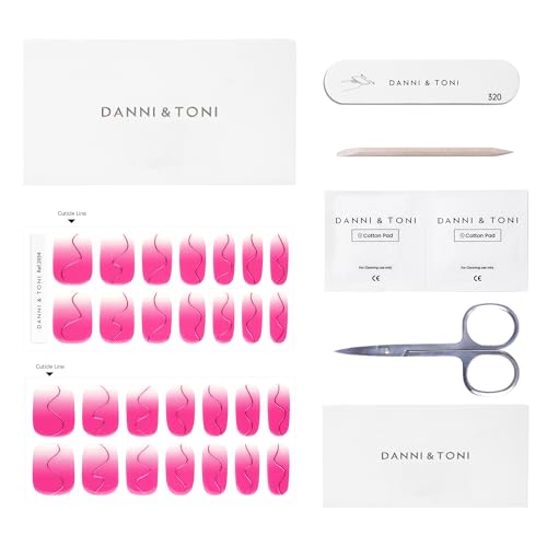 DANNI & TONI Semi Cured Gel Nail Strips Christmas Santa Claus Snowflakes Cat Eye Gel Nail Wraps 28 Stickers | Mistletoe Meow