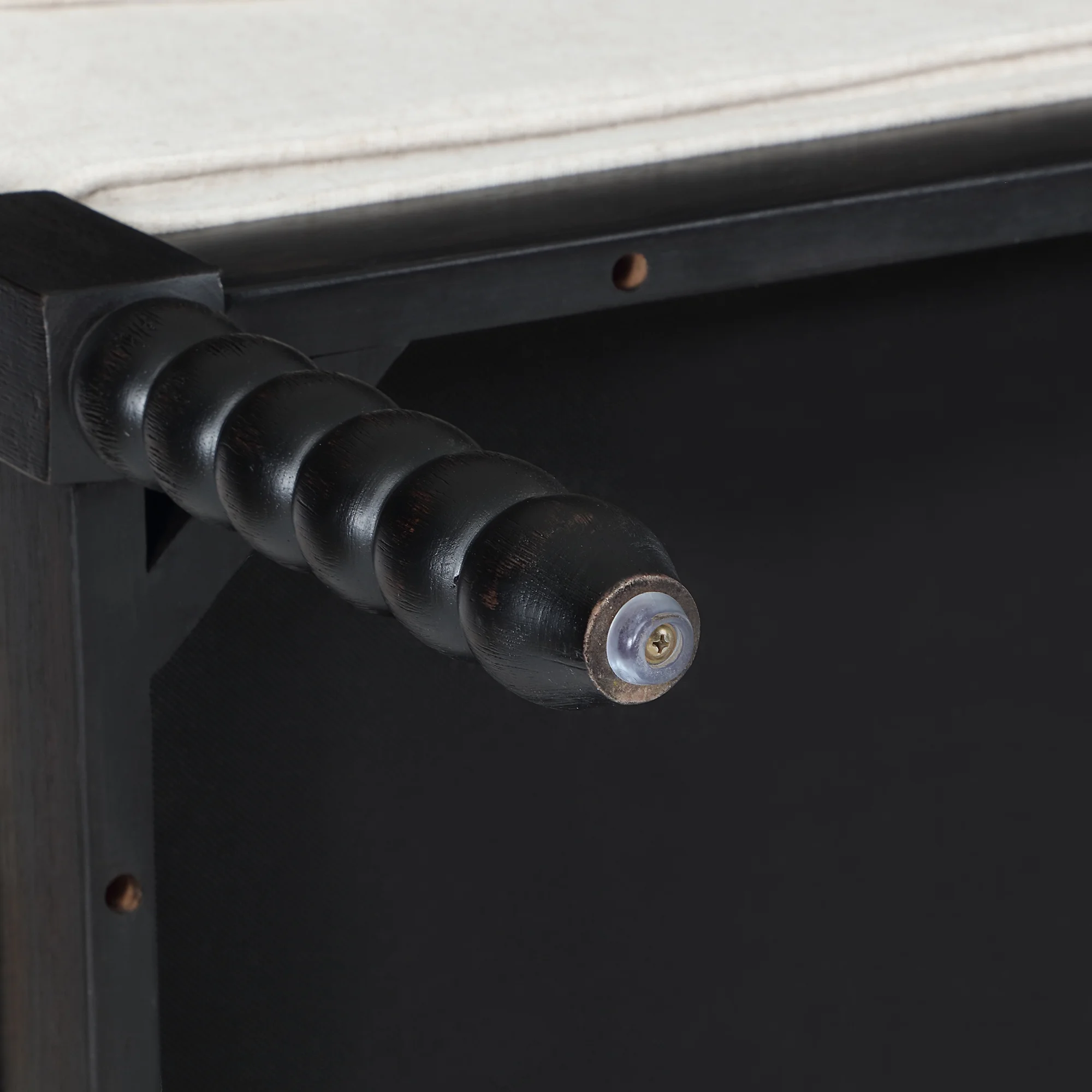 Duhome Upholstered Dining Chair Spindle Spool Accent Chair Linen Fabric Armchair with Wood Frame, Black+Beige