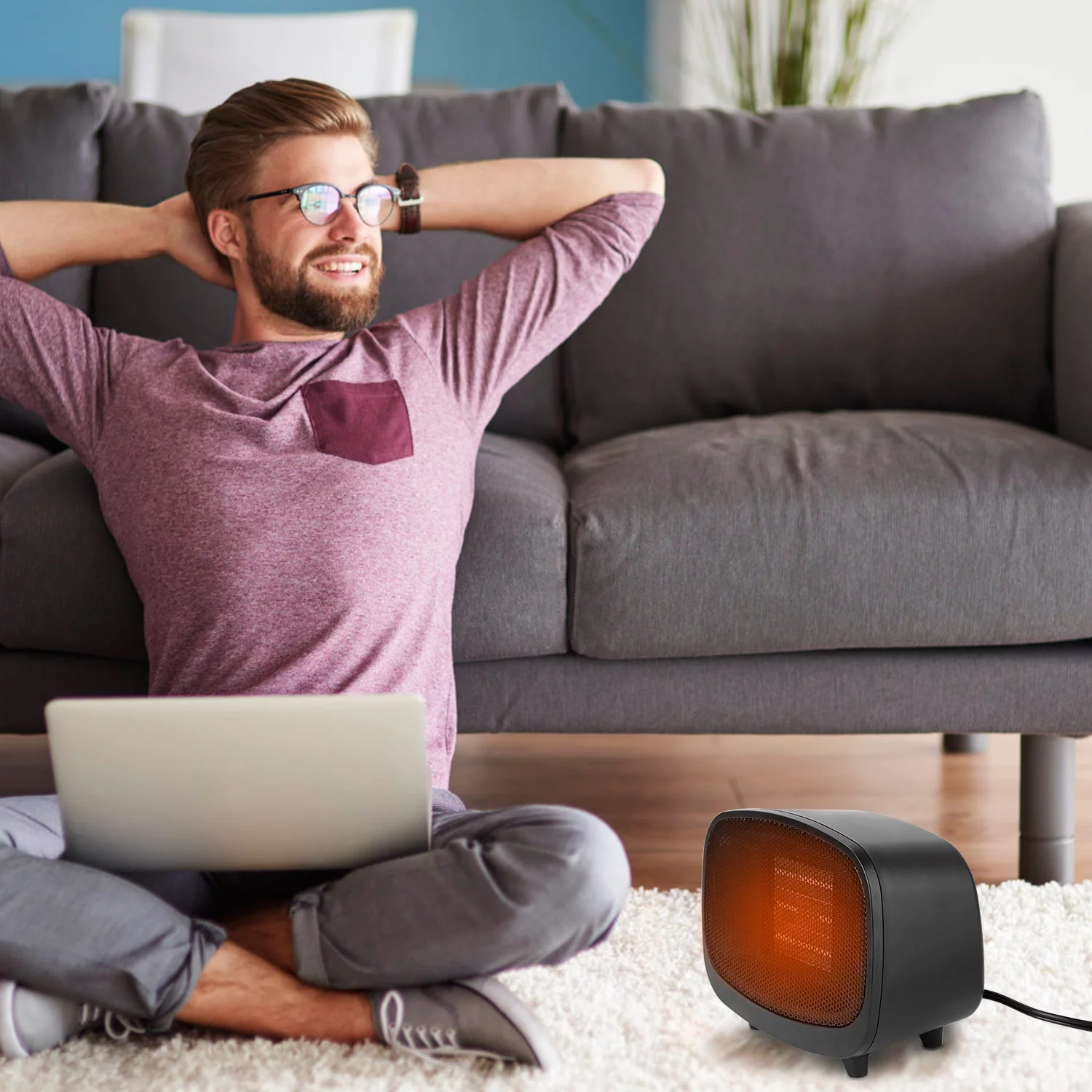 iMountek Mini Cute Electric Space Heater Heater Fan with Tip-Over for Bedroom Home Office