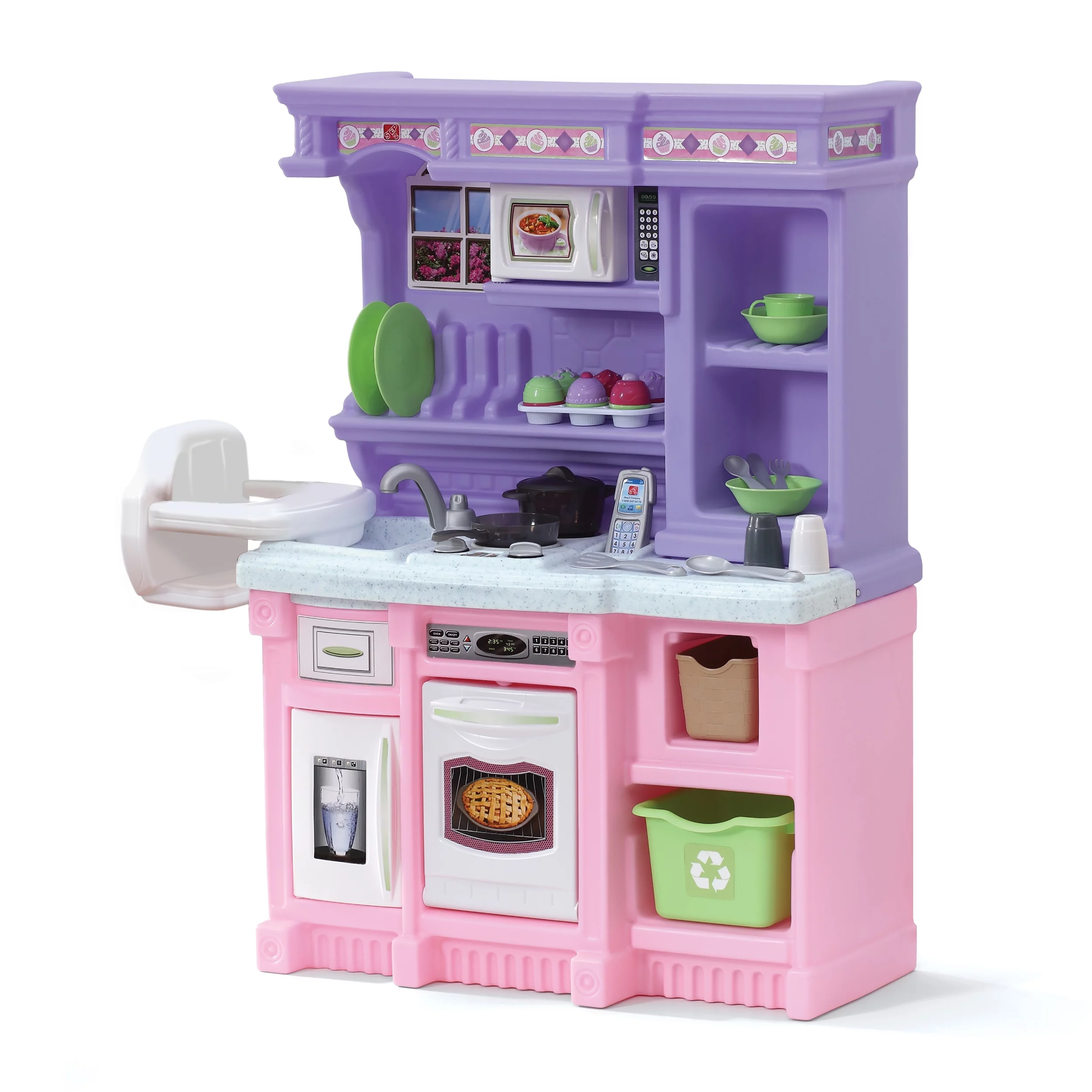 Step2 Little Bakers Pink Toddler Plastic Kitchen Playset with 30 Piece Play Set